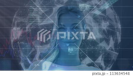 Image of digital interface with icons and data processing Image of digital interface with icons and data processing 113634548