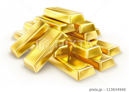 金色に輝く金の延べ棒 金色に輝く金の延べ棒 113634940