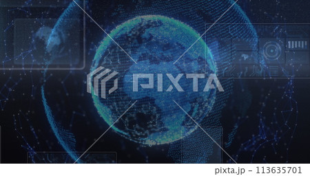 Image of scopes scanning over network of global connections Image of scopes scanning over network of global connections 113635701