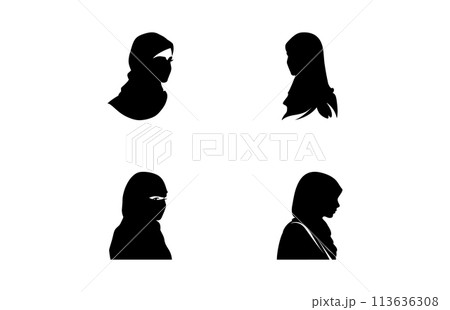 Muslim woman in hijab fashion silhouette set, Woman Hijab Silhouette Design set Muslim woman in hijab fashion silhouette set, Woman Hijab Silhouette Design set 113636308