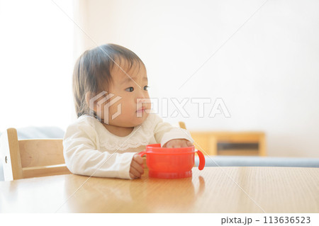 おやつを食べる赤ちゃん おやつを食べる赤ちゃん 113636523