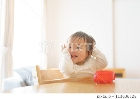 おやつを食べる赤ちゃん おやつを食べる赤ちゃん 113636528