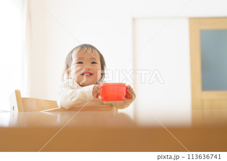 おやつを食べる赤ちゃん 113636741