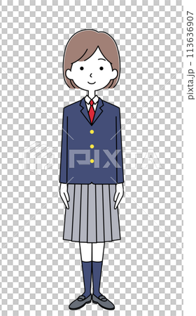 Illustration of a female student (winter clothes/blazer) Illustration of a female student (winter clothes/blazer) 113636907