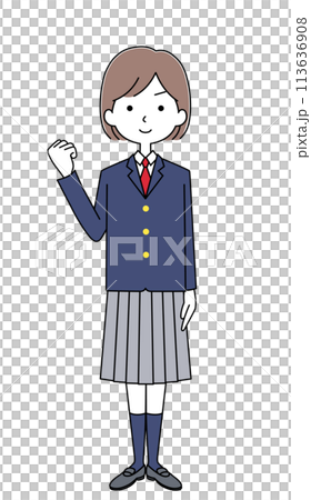 女子生徒のイラスト（冬服・ブレザー） 113636908