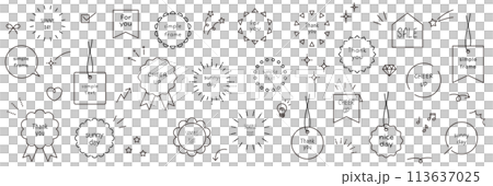 シンプルなフレームのベクターイラストセット。枠、あしらい、装飾、線 113637025