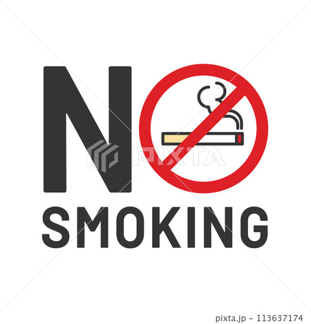 ノースモーキング 禁煙アイコン 禁煙ロゴ NO SMOKING ノースモーキング 禁煙アイコン 禁煙ロゴ NO SMOKING 113637174