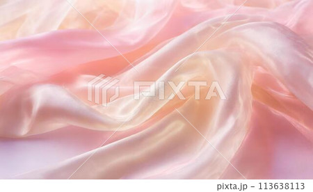 パステルピンクカラー綺麗なシルクの背景 113638113