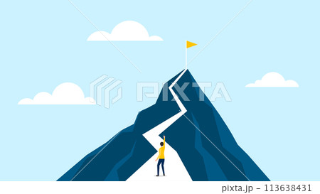 ビジネスパーソン 目標達成のイメージ ビジネスパーソン 目標達成のイメージ 113638431