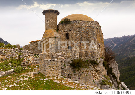 Ruins of antique Borsh Castle at Albania 113638493