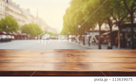 フランス風カフェやレストランのテーブルと眺め French Style cafe AI生成画像 フランス風カフェやレストランのテーブルと眺め French Style cafe AI生成画像 113639075