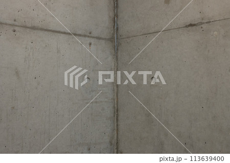 打ちっ放しのコンクリートの部屋の角の背景　カラー 暗め 113639400