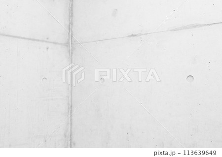 打ちっ放しのコンクリートの部屋の左寄り角の背景　モノクロ 明るめ 113639649