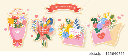 Mothers Day flower bouquet set 113640763