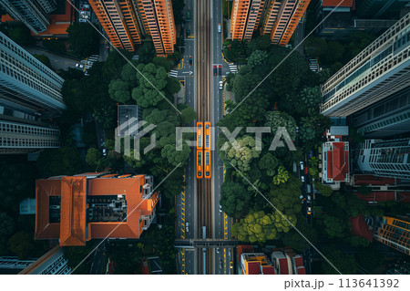 Aerial View of City With Tall Buildings Aerial View of City With Tall Buildings 113641392