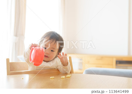おやつを食べる赤ちゃん 113641499