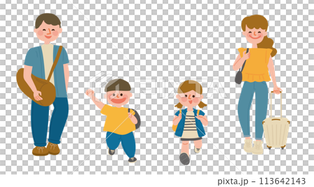 Family traveling in the summer 113642143