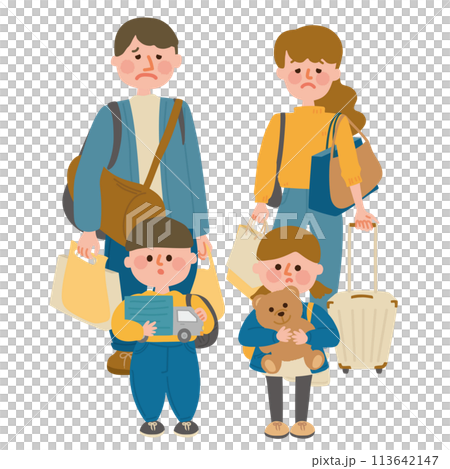 旅行で荷物が多すぎる家族 旅行で荷物が多すぎる家族 113642147