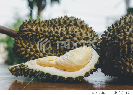 Durian is a king of fruit in Thailand and asia 113642157