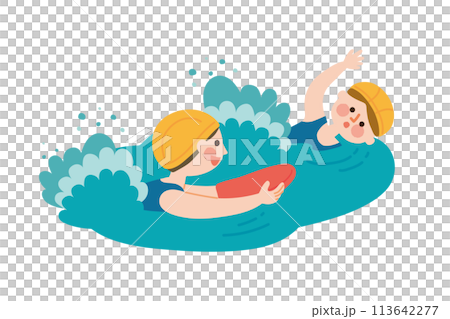 泳ぐ子供たちのイラスト 泳ぐ子供たちのイラスト 113642277