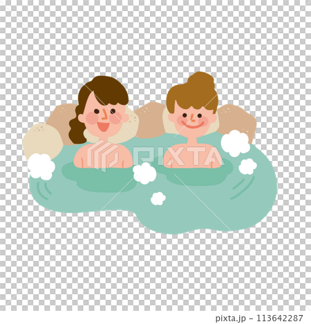温泉につかる女友達同士のイラスト 温泉につかる女友達同士のイラスト 113642287