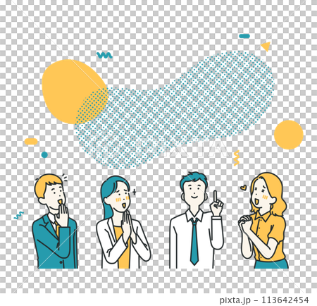 Illustration of four business worker who were impressed Illustration of four business worker who were impressed 113642454