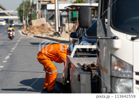 Car crash from car accident on the road 113642559