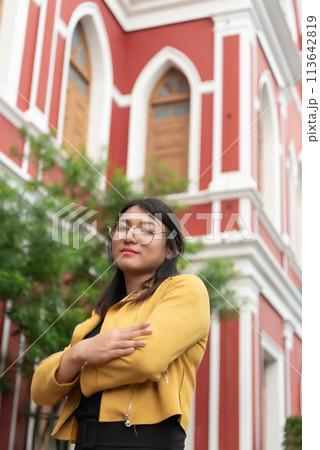 Woman (LGBTQ) posing outdoor fashion style 113642819