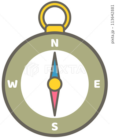 Cute hand drawn kawaii summer camping picnic set compass 113642881