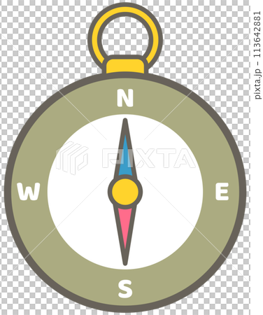 Cute hand drawn kawaii summer camping picnic set compass 113642881