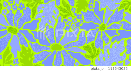 Flower pattern vector. Abstract floral background. Neon blue green funky aesthetic seamless art. Summer spring liquid shape print. Y2k color design leaf flower pattern. Modern irregular background Flower pattern vector. Abstract floral background. Neon blue green funky aesthetic seamless art. Summer spring liquid shape print. Y2k color design leaf flower pattern. Modern irregular background 113643023