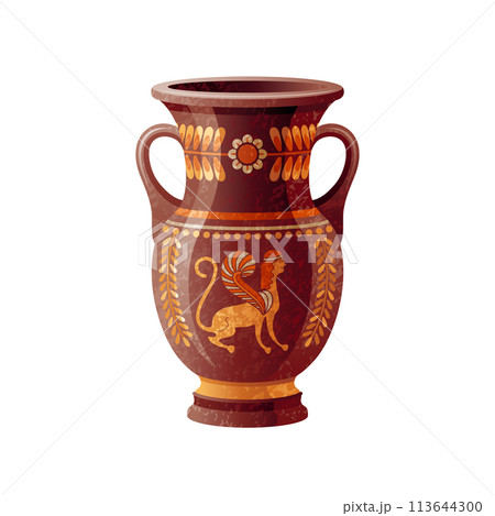 Greek vase. Ancient amphora with sphinx. Greek...のイラスト素材 [113644300] - PIXTA