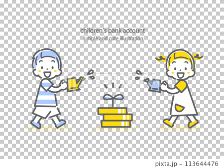 Children raising money: simple and stylish line drawing illustration Children raising money: simple and stylish line drawing illustration 113644476
