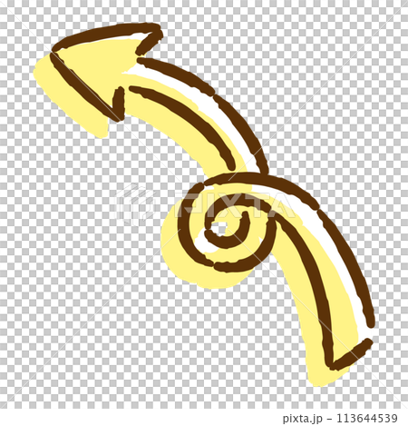 手繪彎曲箭頭的插圖（顏色） 113644539