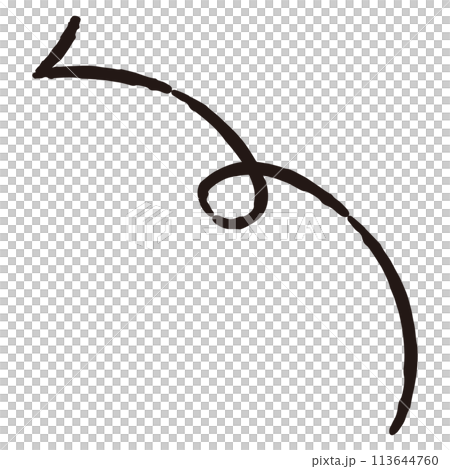 Illustration of a curved hand-drawn arrow (black and white) 113644760