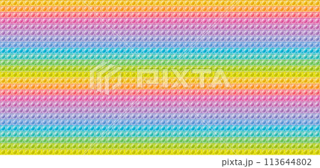 Fidget toy pattern. Popit sensory vector toy. Seamless pastel rainbow popular pop it. 3d soft realistic antistress fidgeting toy. Bubble popit fidget vector. Anti stress sensory cartoon illustration Fidget toy pattern. Popit sensory vector toy. Seamless pastel rainbow popular pop it. 3d soft realistic antistress fidgeting toy. Bubble popit fidget vector. Anti stress sensory cartoon illustration 113644802