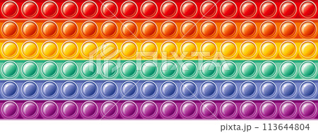 Fidget toy pattern. Popit sensory vector toy. Seamless rainbow popular pop it. 3d realistic antistress fidgeting toy. Bubble popit fidget vector. Anti stress rainbow sensory icon. Cartoon illustration Fidget toy pattern. Popit sensory vector toy. Seamless rainbow popular pop it. 3d realistic antistress fidgeting toy. Bubble popit fidget vector. Anti stress rainbow sensory icon. Cartoon illustration 113644804