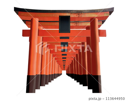【白背景】日本の伝統建築 神社の赤い鳥居 【白背景】日本の伝統建築 神社の赤い鳥居 113644950