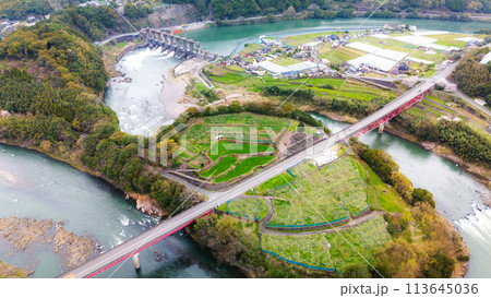 ドローンで撮影した袋野大橋 113645036