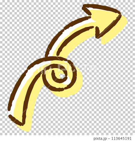 Illustration of a curved hand-drawn arrow (color) 113645191