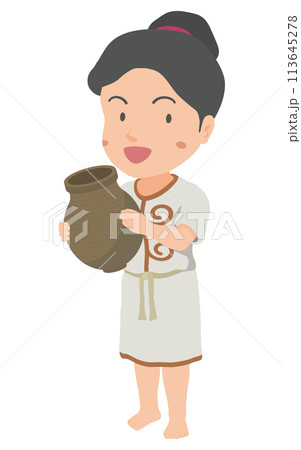 土器を持つ縄文時代の女性 113645278