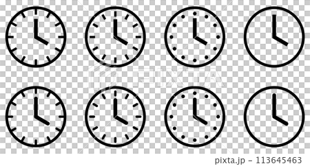 様々な形の時計アイコンのベクターイラストセット 113645463