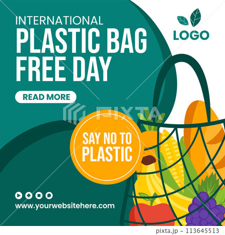 Plastic Bag Free Day Social Media Illustration Flat Cartoon Hand Drawn Templates Background 113645513