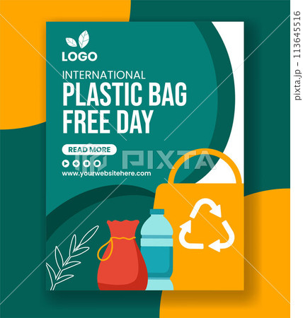 Plastic Bag Free Day Vertical Poster Flat Cartoon Hand Drawn Templates Background Illustration Plastic Bag Free Day Vertical Poster Flat Cartoon Hand Drawn Templates Background Illustration 113645516