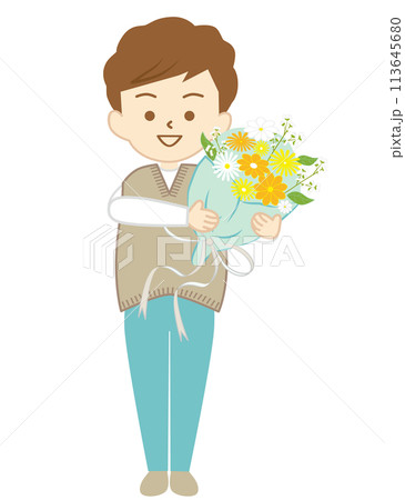 笑顔で花束を持つ若い女性3 笑顔で花束を持つ若い女性3 113645680