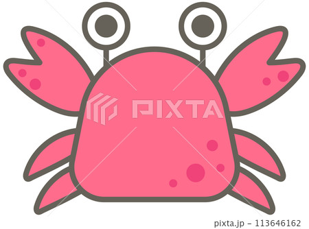 Kids hand drawn kawaii summer cute elements set crab 113646162