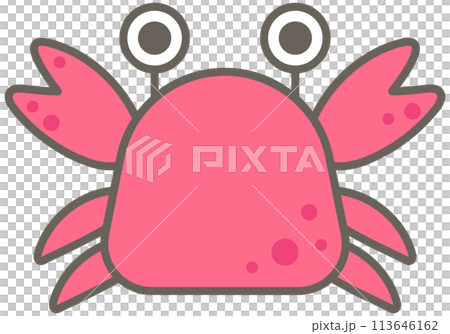 Kids hand drawn kawaii summer cute elements set crab 113646162