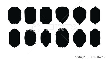 Set of vintage label and badges shape collections. Black template for patch. Vector Set of vintage label and badges shape collections. Black template for patch. Vector 113646247