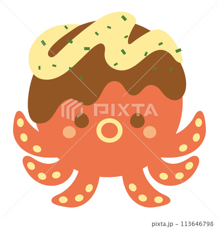 たこ焼きの仮装をしている蛸のキャラクター 113646798