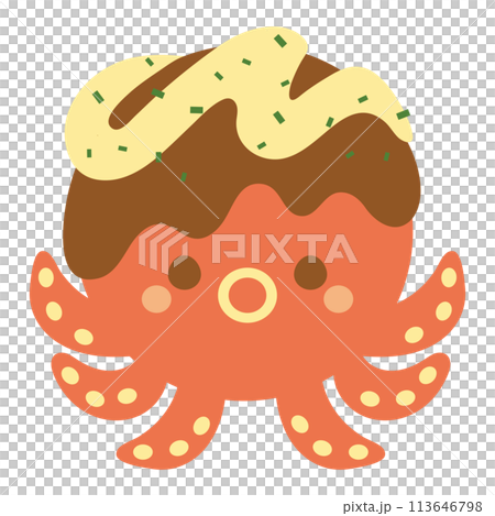 たこ焼きの仮装をしている蛸のキャラクター 113646798